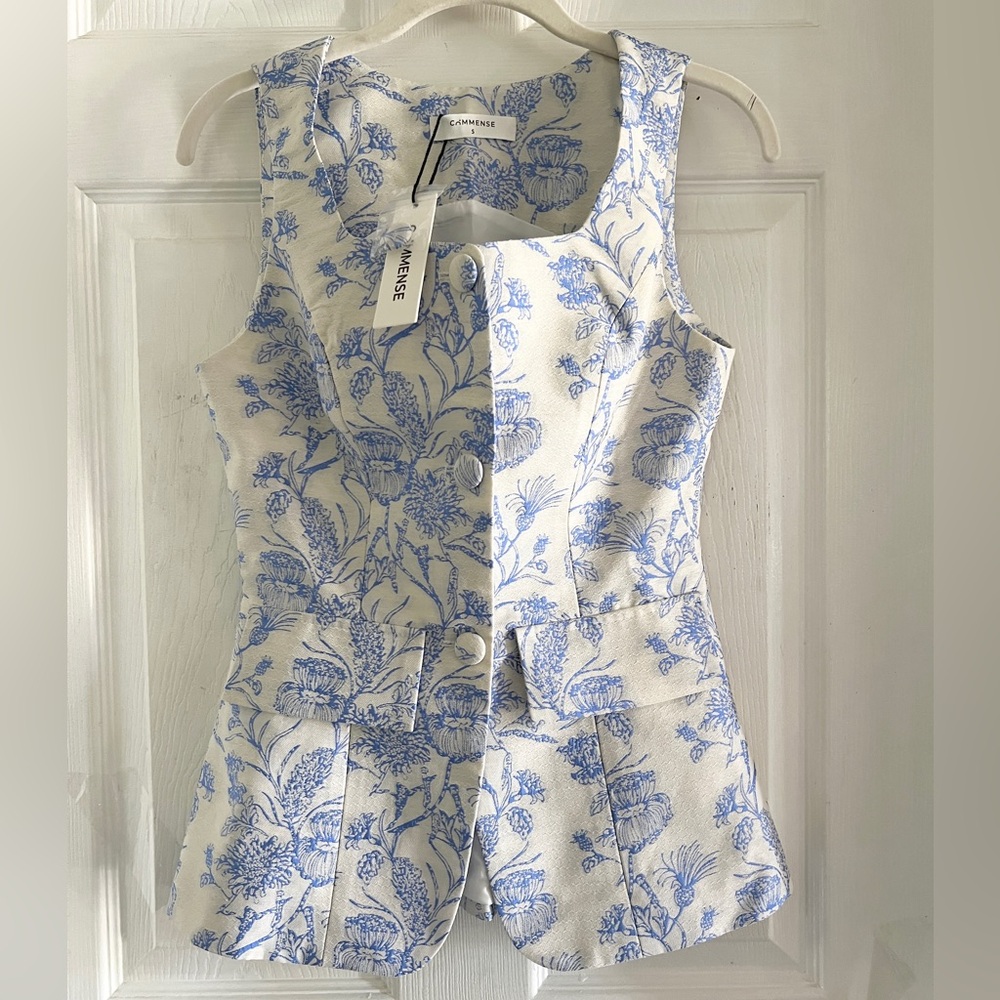 Commense Cream and Light Blue Floral Mini Dress - Picture 10 of 16